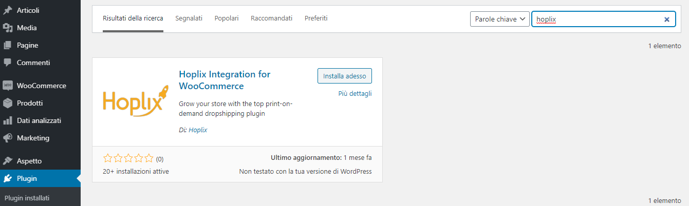 Plugin, aggiungi nuovo