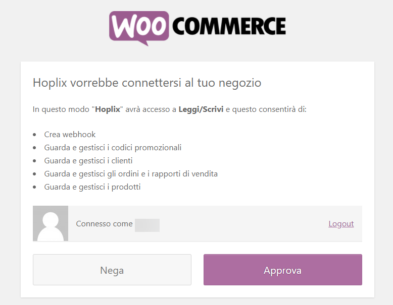 Autorizzazione del collegamento