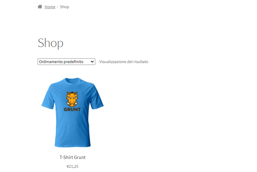 Prodotto pubblicato nel negozio WooCommerce