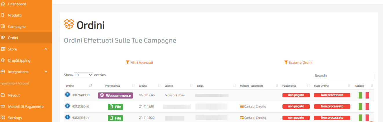 Ordine importato su Hoplix