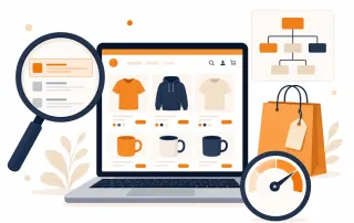 Illustrazione di uno store online ottimizzato per i motori di ricerca
